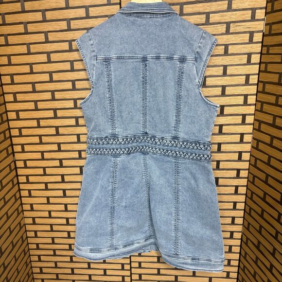 Bebe Denim Button Front Dress Size XL - Picture 2 of 8